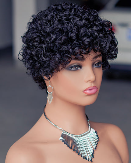 Machine made pixie cut wig---9042-#1B-pay 1 get 2