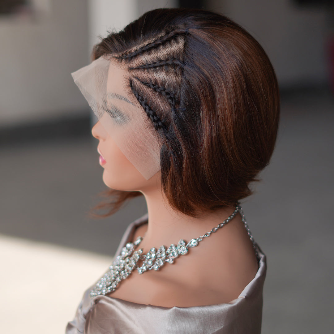 Pixie cut wig 13x4 Lace Frontal Wig---Ombre #T1/4---JK8818---RMB 187---130g