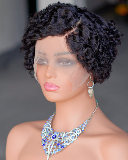 13*4*1 lace part -pixie cut wig Human Hair Wigs--CX021- color 1B#---pay 1 get 2