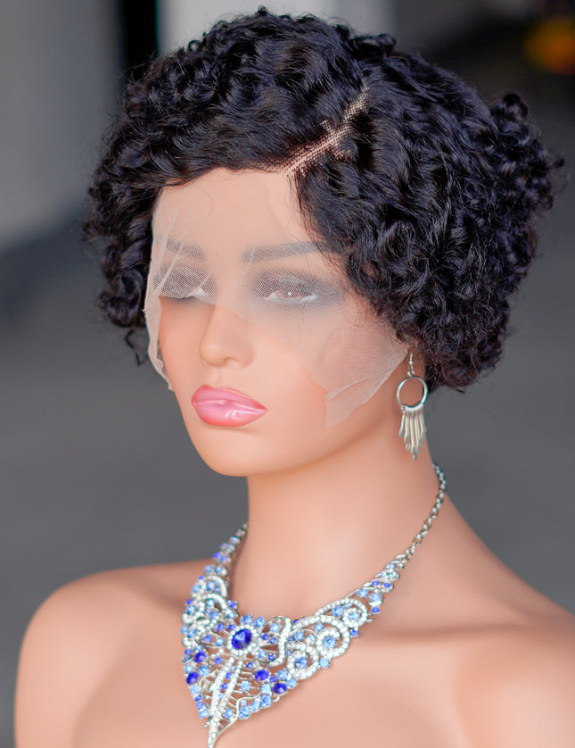 13*4*1 lace part -pixie cut wig Human Hair Wigs--CX021- color 1B#---pay 1 get 2