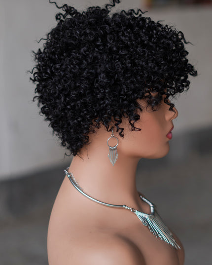 Machine made pixie cut wig---JK9083---#1B---pay 1 get 2