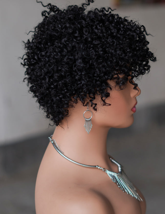 Machine made pixie cut wig---JK9083---#1B---pay 1 get 2