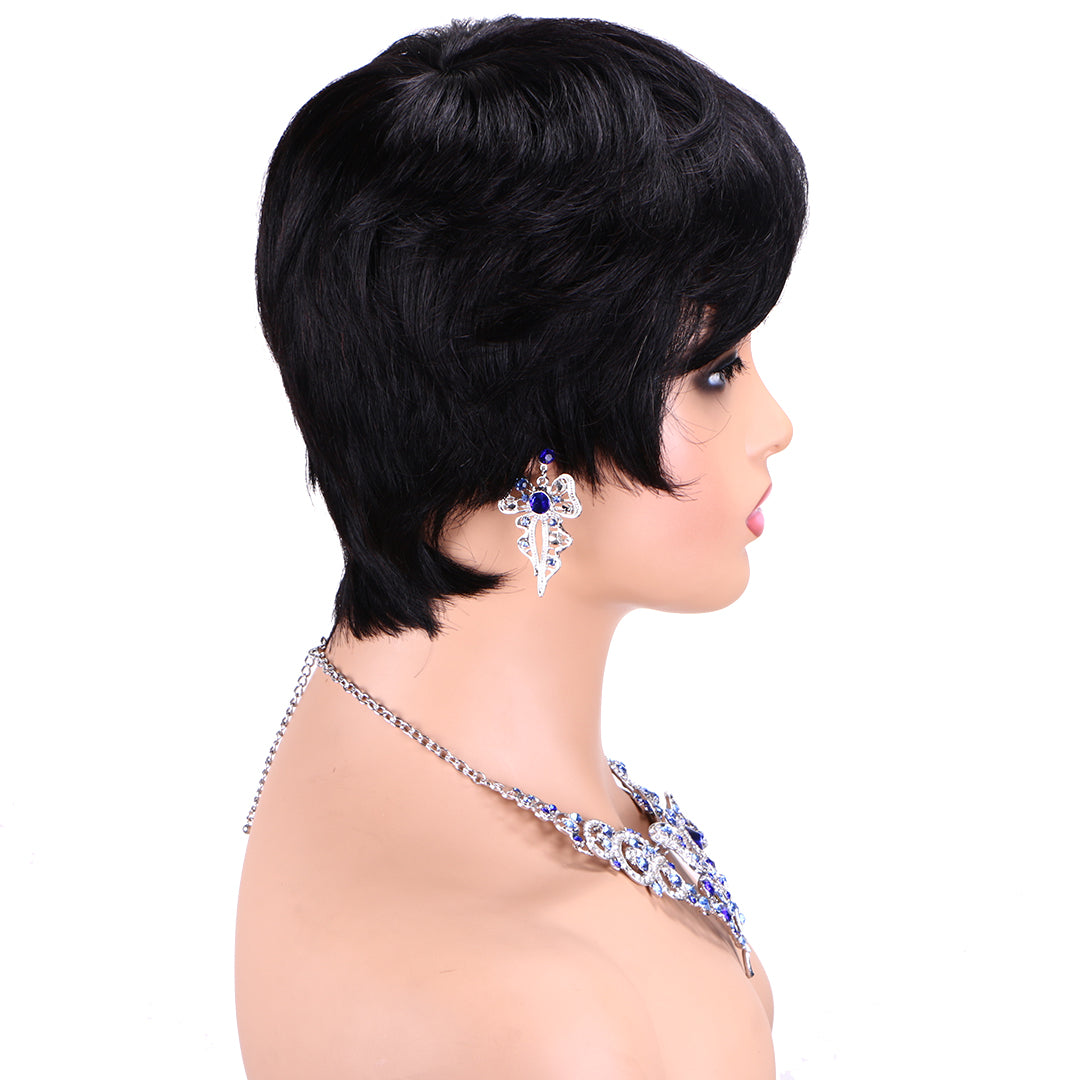 Machine made pixie cut wig---JK9086---#1B---RMB 58