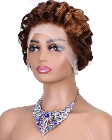 Pixie Cut wig 13x4 lace Frontal ombre #4/30 ---JK06