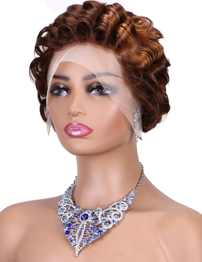 Pixie Cut wig 13x4 lace Frontal ombre #4/30 ---JK06