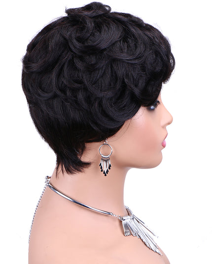 Machine made pixie cut wig--JKCX007-#1B---pay 1 get 2