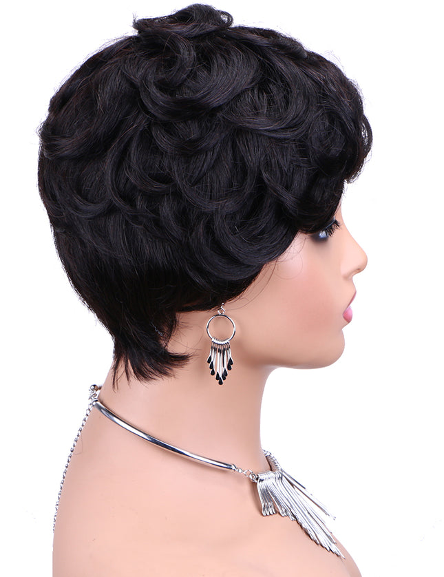 Machine made pixie cut wig--JKCX007-#1B---pay 1 get 2