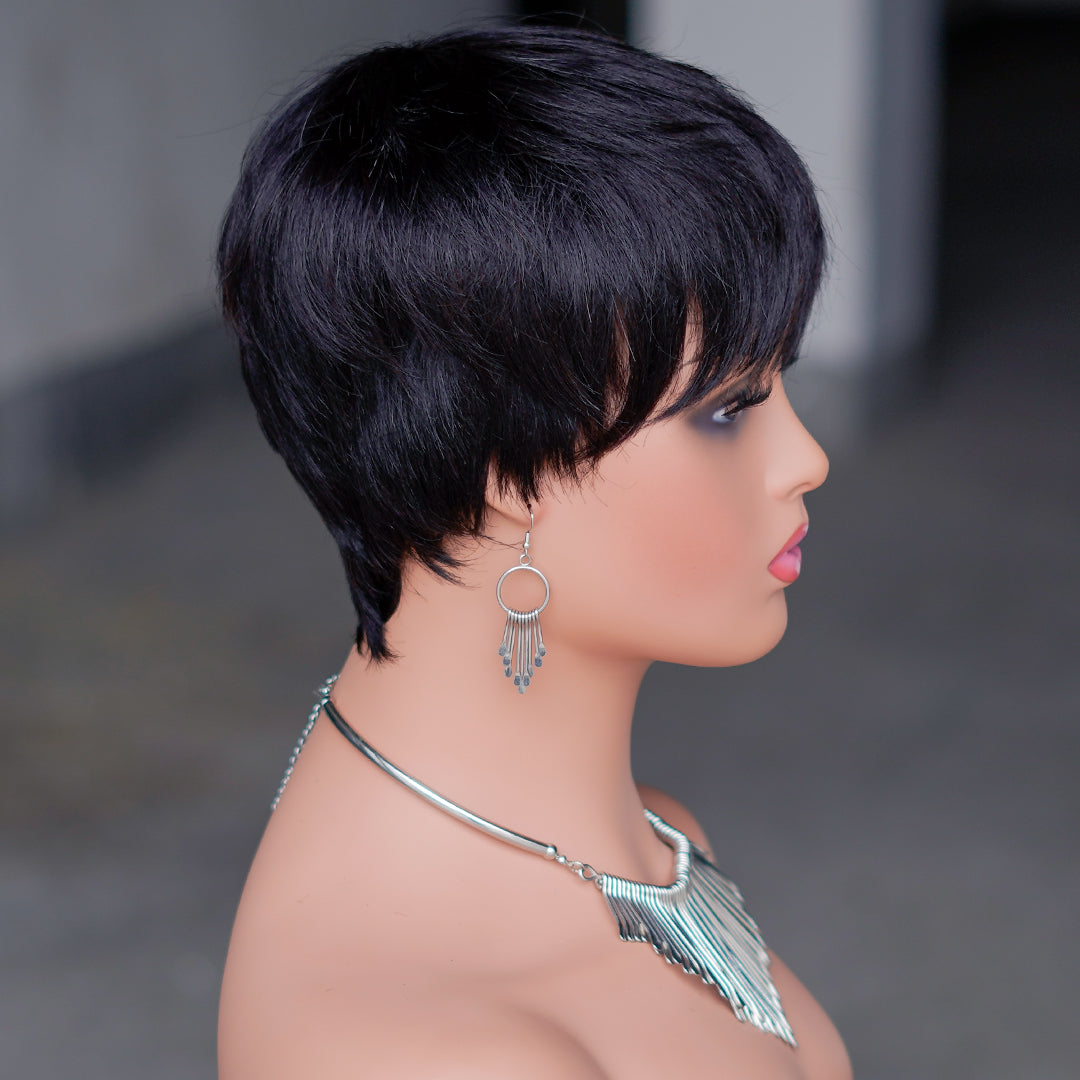 Machine made pixie cut wig---CX036-#1B ---RMB 44