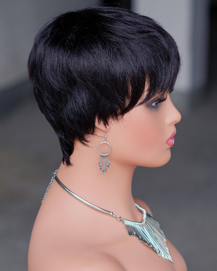 Machine made pixie cut wig---CX036-#1B-pay 1 get 2