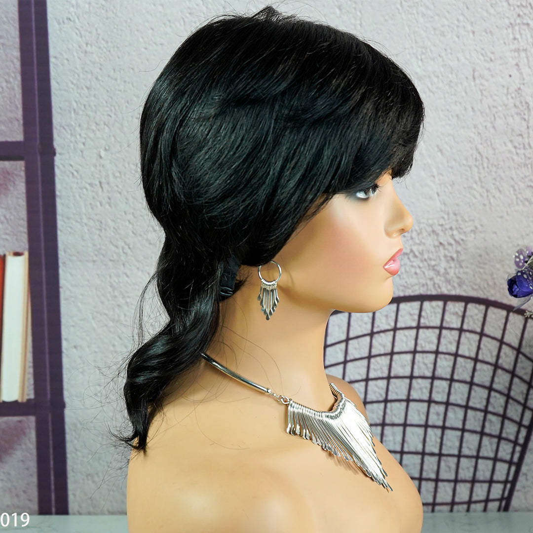 Machine made pixie cut wig---JKCX019-#1B---RMB 83