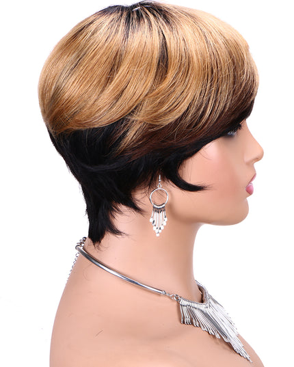 Machine made pixie cut wig---JK9171---Highlight #4/27 Color-pay 1 get 2