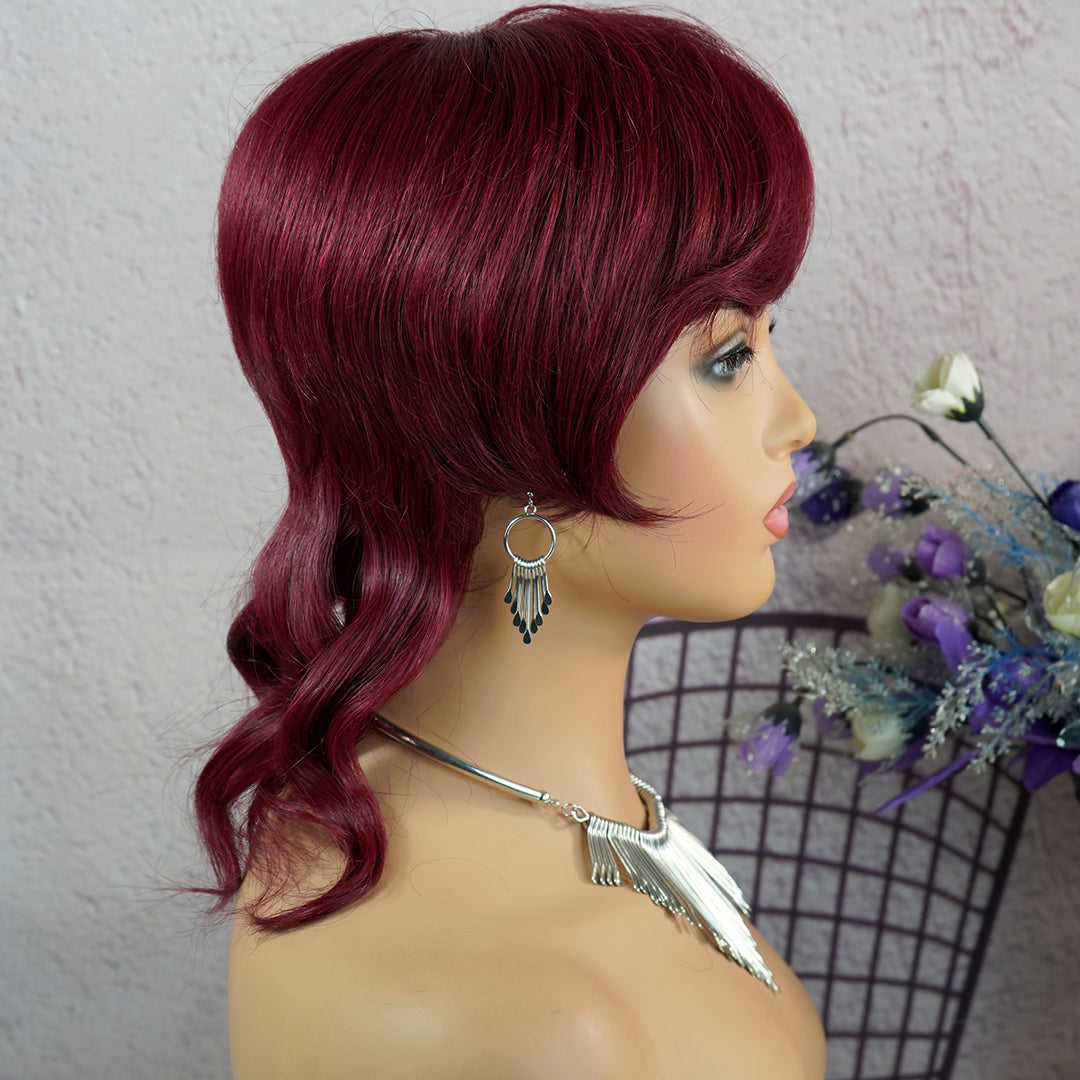 Machine made pixie cut wig---JKCX019-#99J---RMB 83