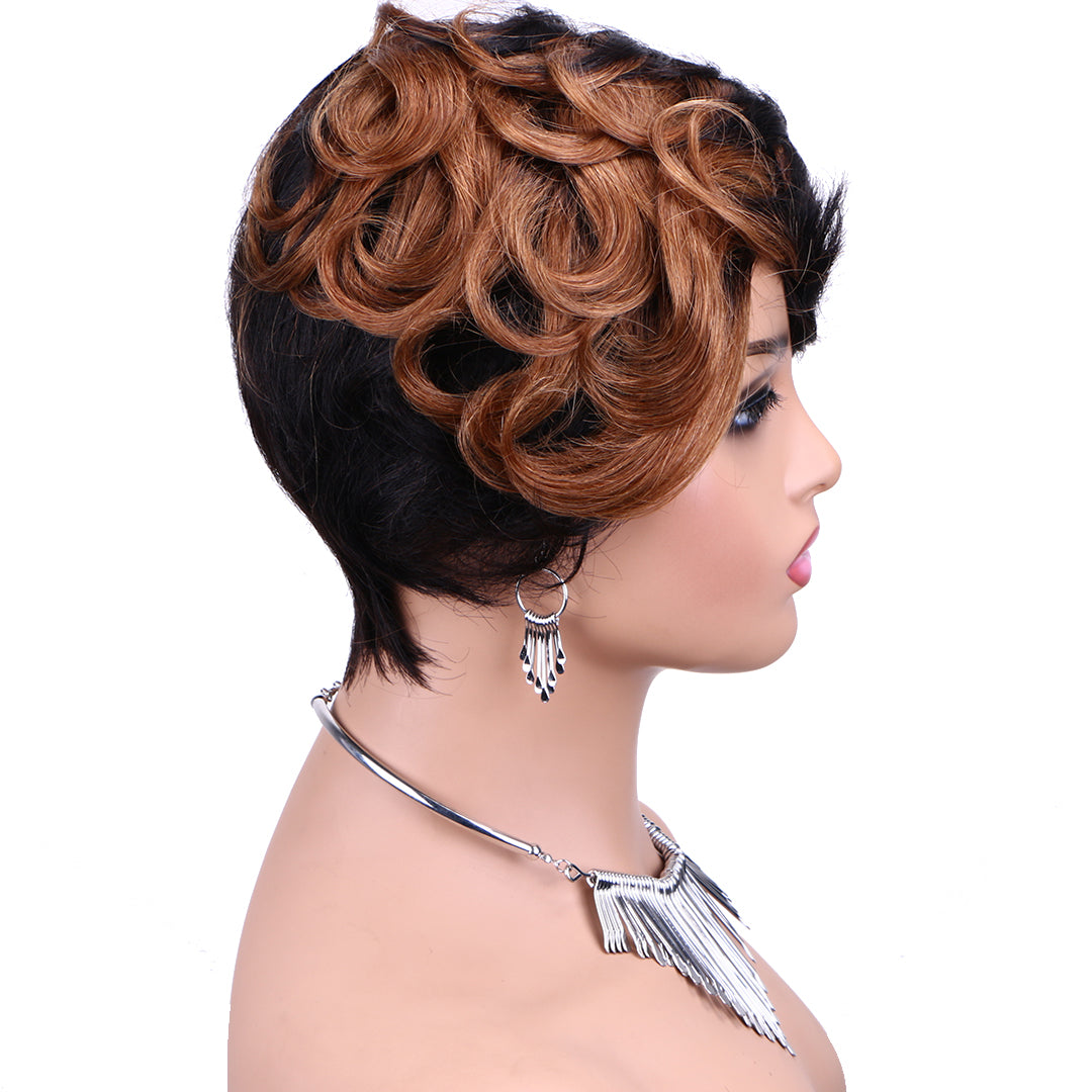 Machine made pixie cut wig---JKCX007---#1B/30---RMB 61