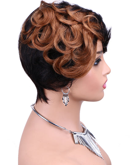 Machine made pixie cut wig---JKCX007---#1B/30---pay 1 get 2