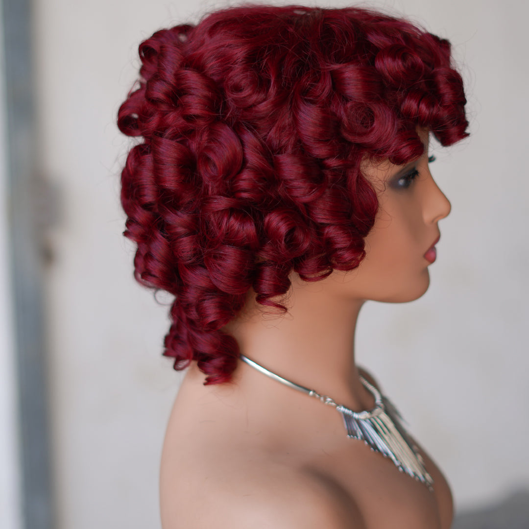 99J color--full machine made wig with bang---ZZY031