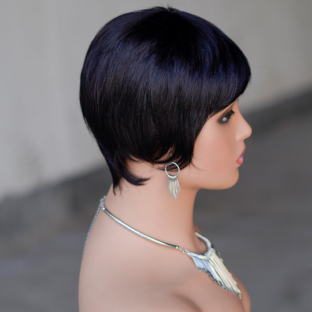 Machine made pixie cut wig---JK9069-#1B---RMB 45---65g