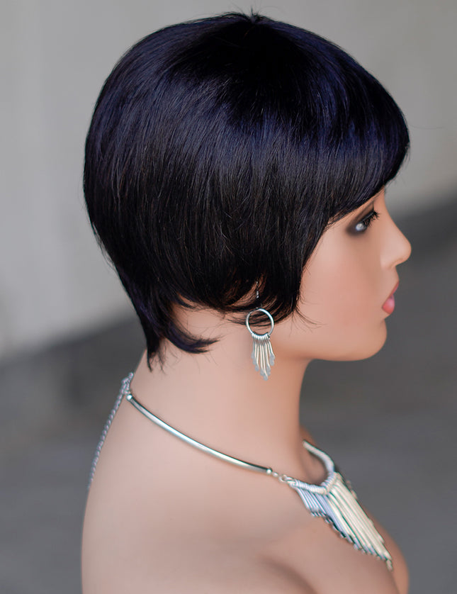 Machine made pixie cut wig---JK9069-#1B---pay 1 get 2