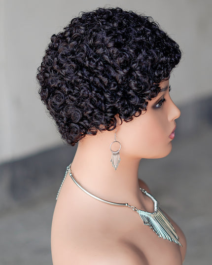 Machine made pixie cut wig---JK9044---#1B-pay 1 get 2