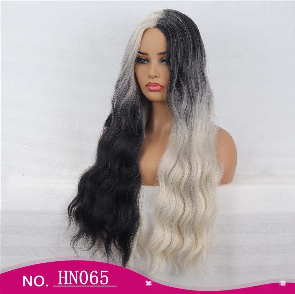 Fiber Wig  Black and White Gradient, Fashion Cosplay, Halloween Party Costume