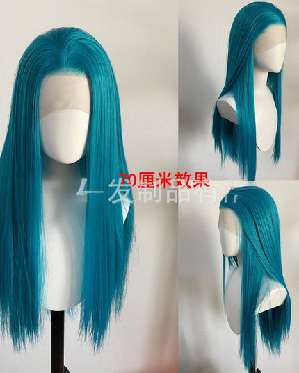 Synthetic lace frontal color wig straight---13*4---turquoise green color