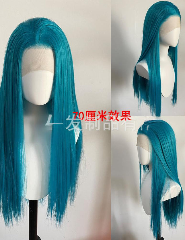 Synthetic lace frontal color wig straight---13*4---turquoise green color