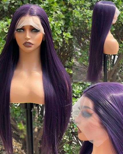 Synthetic lace frontal color wig---13*4---Purple color