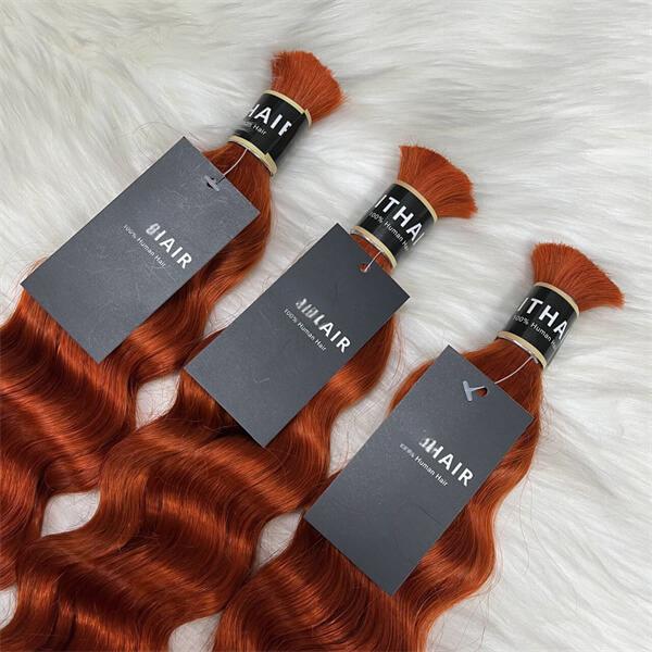 Loose deep wave dark orange color 12A human hair bulk for braiding