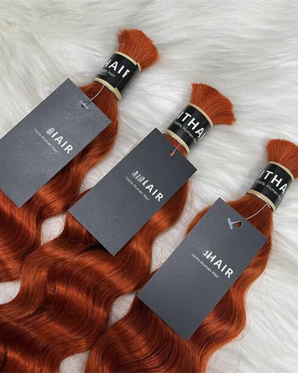 Loose deep wave dark ginger color 15A human hair bulk for braiding
