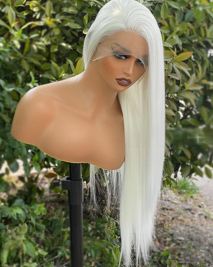 Fiber lace frontal color wig straight---13*4---White color---pay 1 get 2