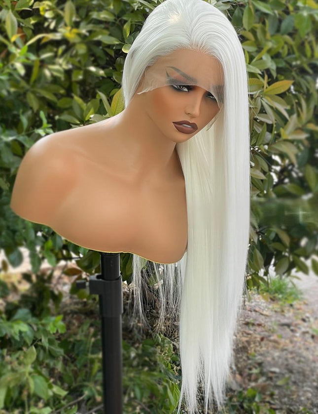 Fiber lace frontal color wig straight---13*4---White color---pay 1 get 2