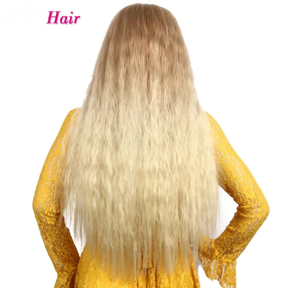 Fiber blonde brown, straight bangs, fluffy corn perm wigs