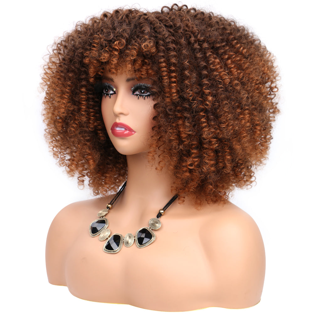 Fiber Small Roll Afro Kinky Curly Wig Short Fluffy-- color 4-30