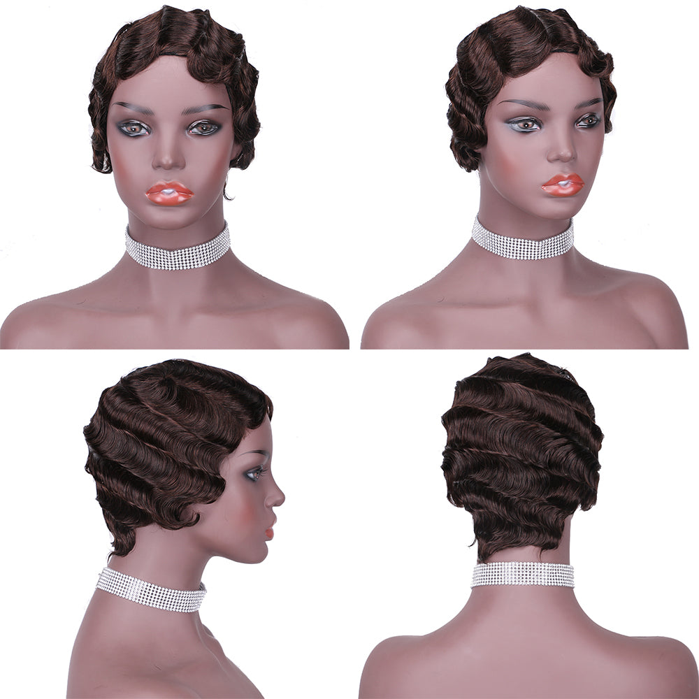 Machine made pixie cut wig---JK9012----#4---RMB 45