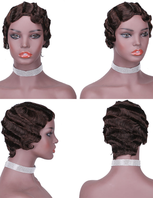 Machine made pixie cut wig---JK9012----#4---pay 1 get 2