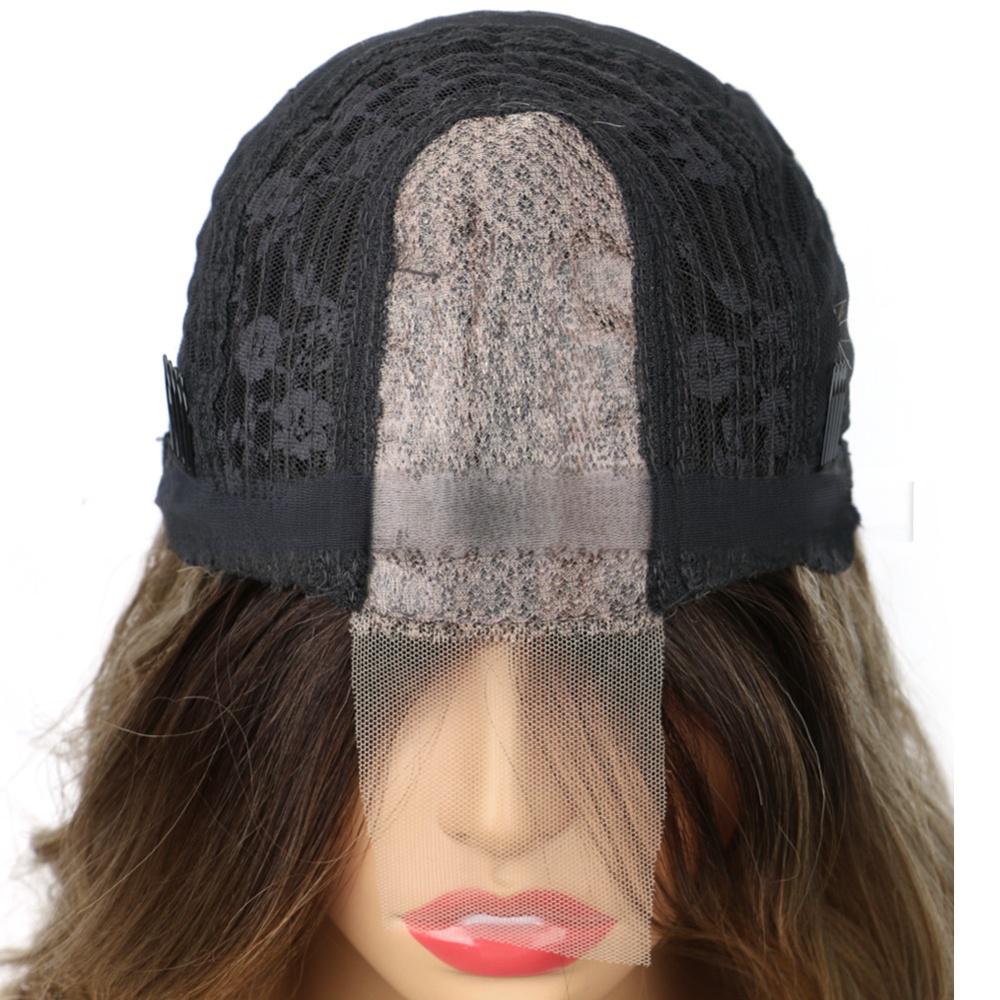 Synthetic fiber wigs highlighted lace big wave
