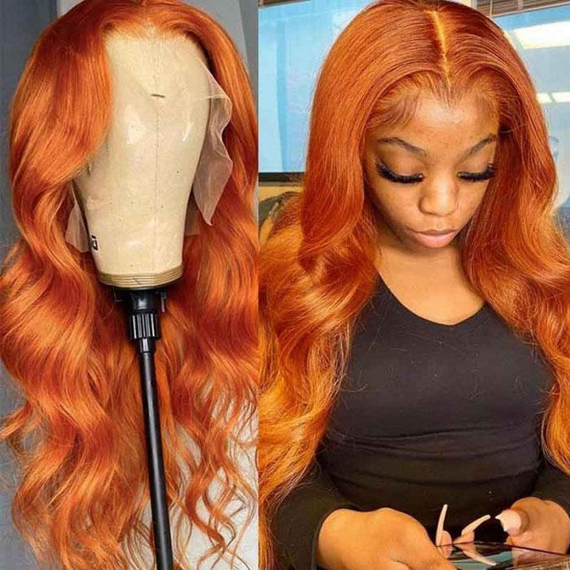 Body-wave ginger Lace Frontal 13x4 Virgin Human Hair Wig 15A