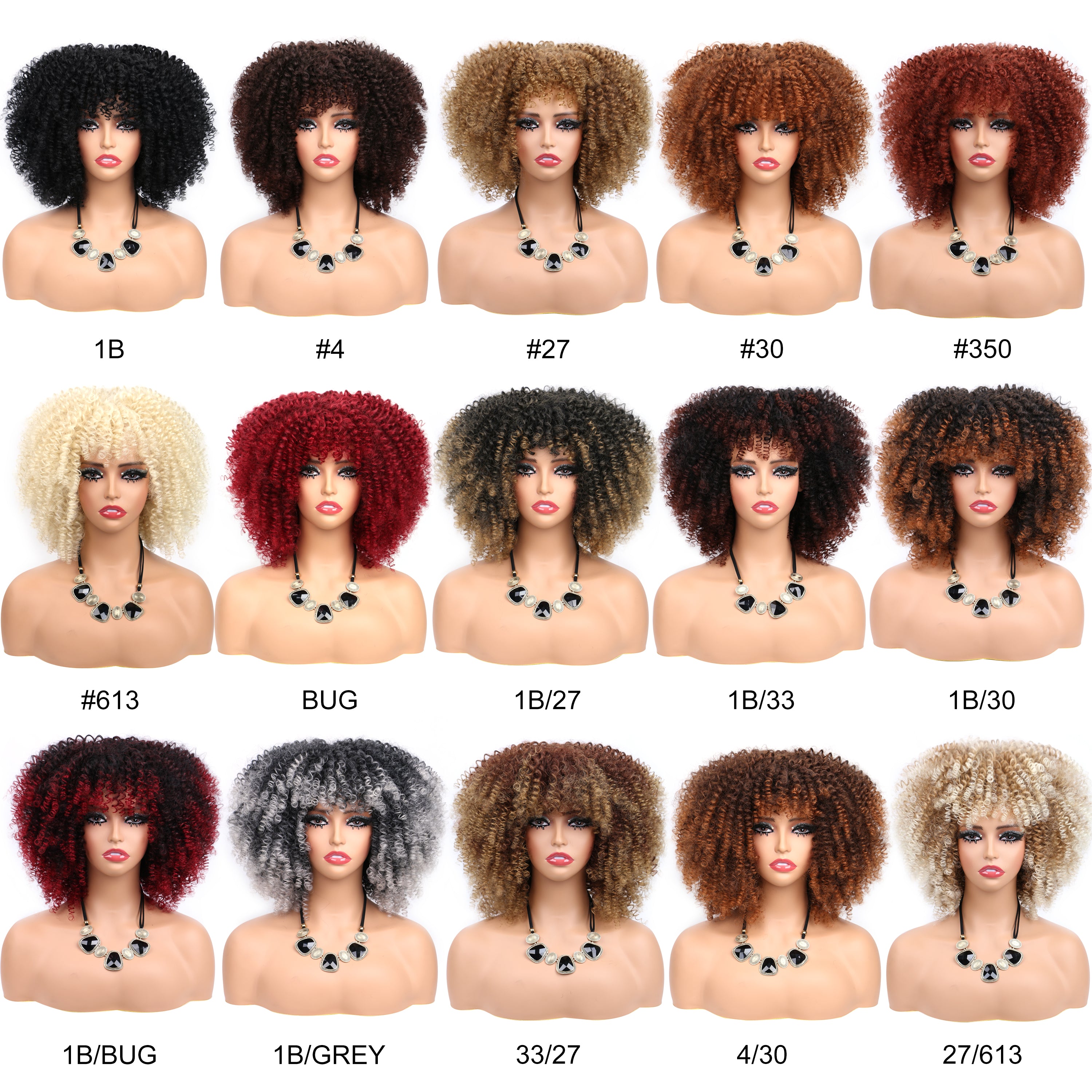 Fiber Small Roll Afro Kinky Curly Wig Short Fluffy--black color