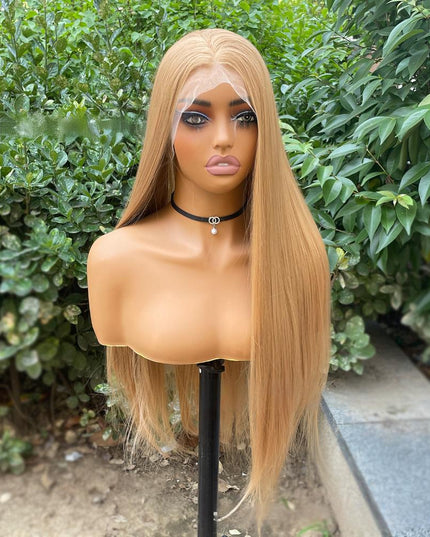 Synthetic lace frontal color wig straight---13*4---Golden Palm color---pay 1 get 2