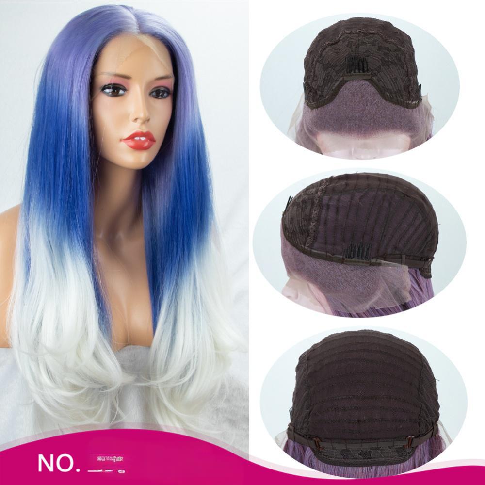 Fiber lace part color wig light green color
