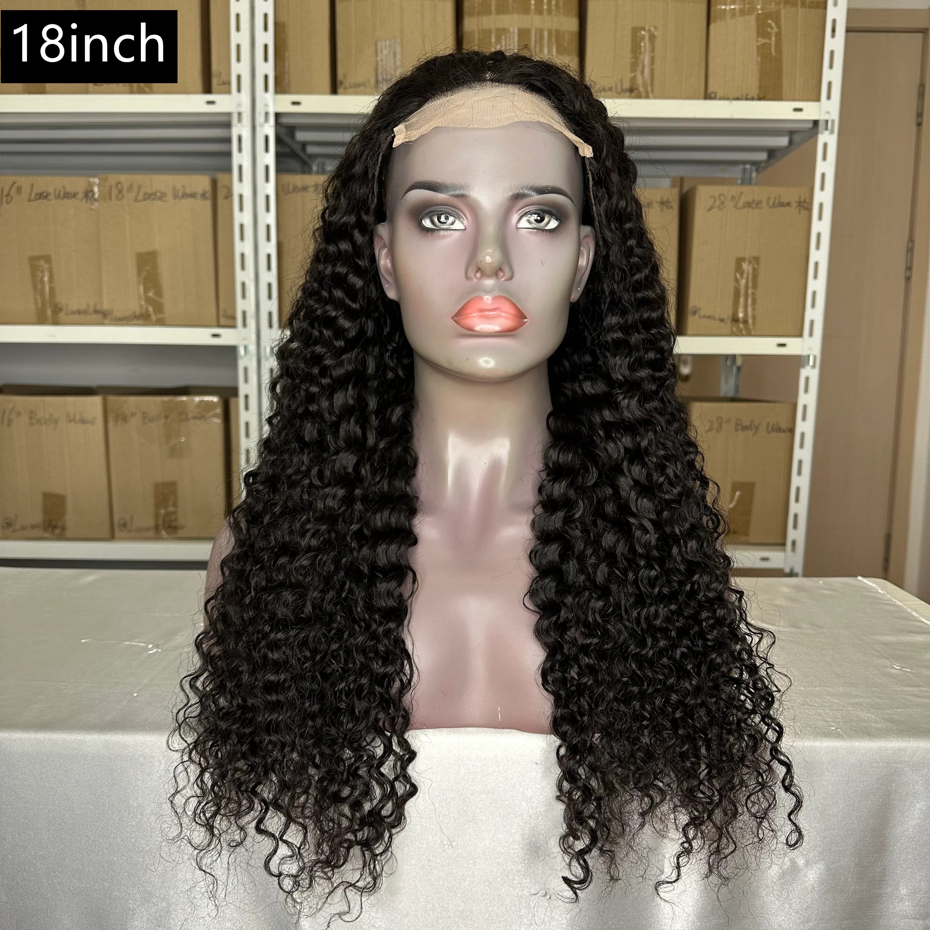 Natural Black 4x4，5x5 Transparent Lace closure curly 100% Virgin Human Hair LACE Wig 180% density