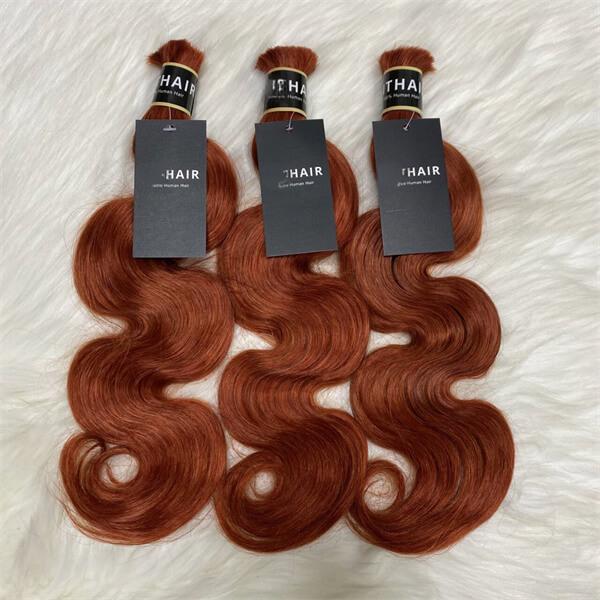 Body wave reddish brown color 15A human hair bulk for braiding