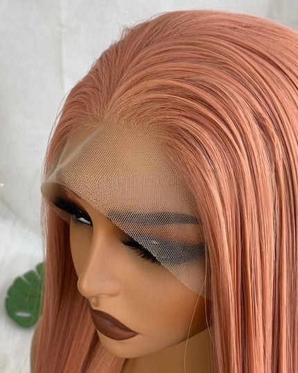 Synthetic lace frontal color wig---13*4---smoke pink color--- pay 1 get 2