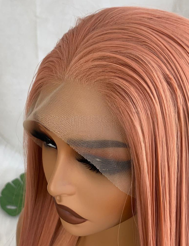 Synthetic lace frontal color wig---13*4---smoke pink color--- pay 1 get 2