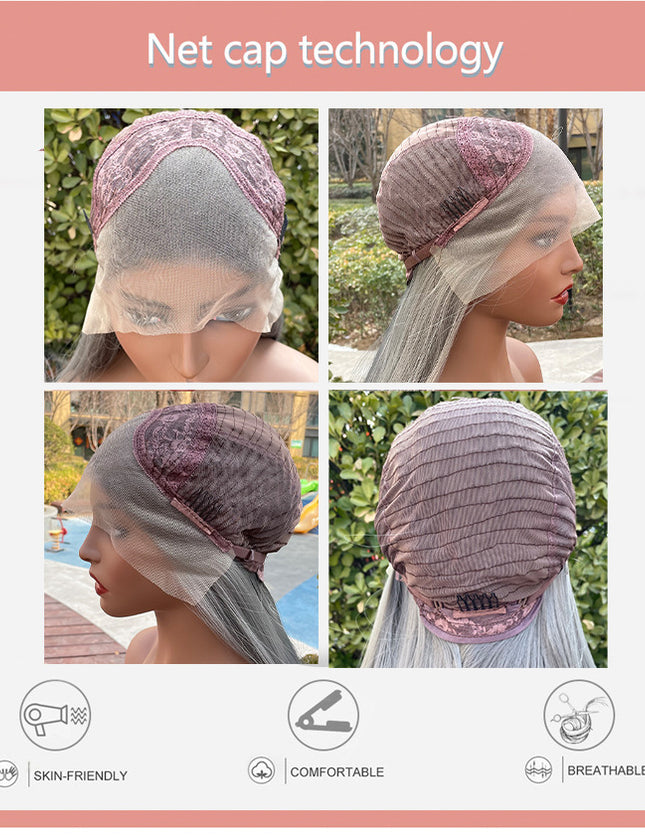 Synthetic lace frontal color wig straight---13*4---dark gray color---pay 1 get 2