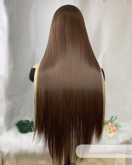 Synthetic lace frontal color wig straight---13*4---highlight blonde and brown color---- pay 1 get 2