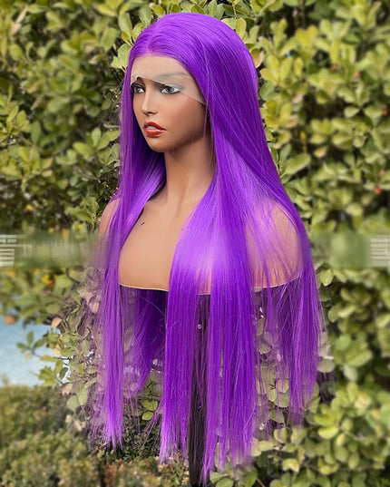 Synthetic lace frontal color wig straight---13*4---light purple color--pay 1 get 2