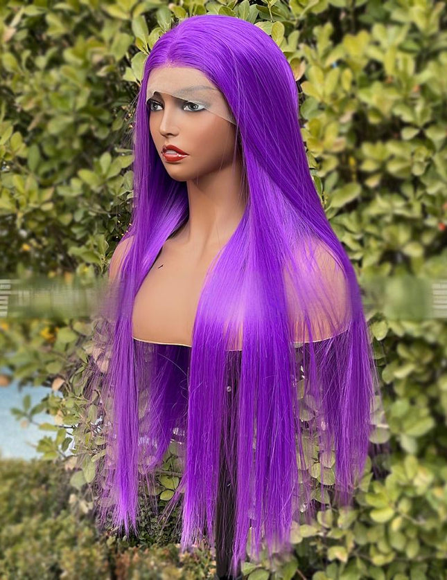 Synthetic lace frontal color wig straight---13*4---light purple color--pay 1 get 2