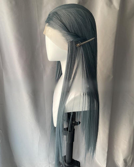 Synthetic lace frontal color wig straight---13*4---slate blue color---pay 1 get 2