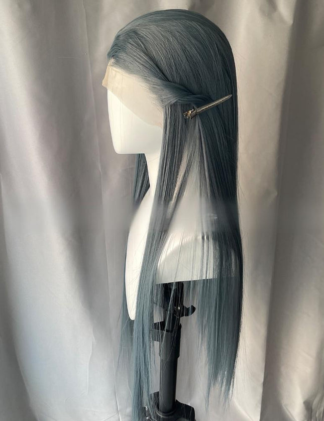 Synthetic lace frontal color wig straight---13*4---slate blue color---pay 1 get 2