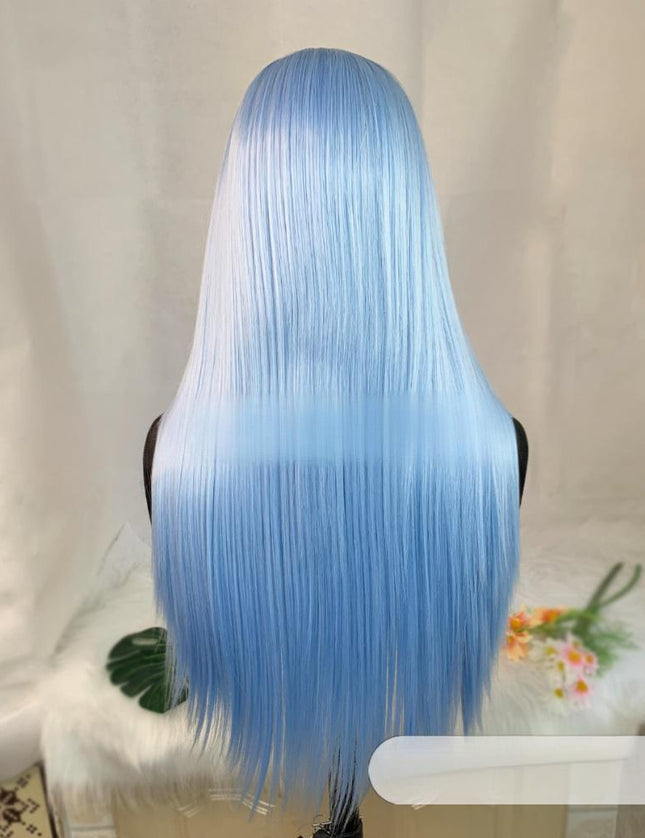 Synthetic lace frontal color wig straight---13*4---blue sky color--pay 1 get 2